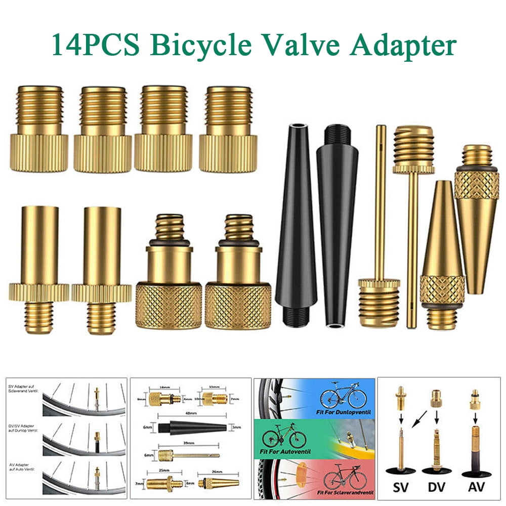 ALLTIMES 14PCS Bicycle Valve Adapter Ball Pump Inflation Valve Needle
