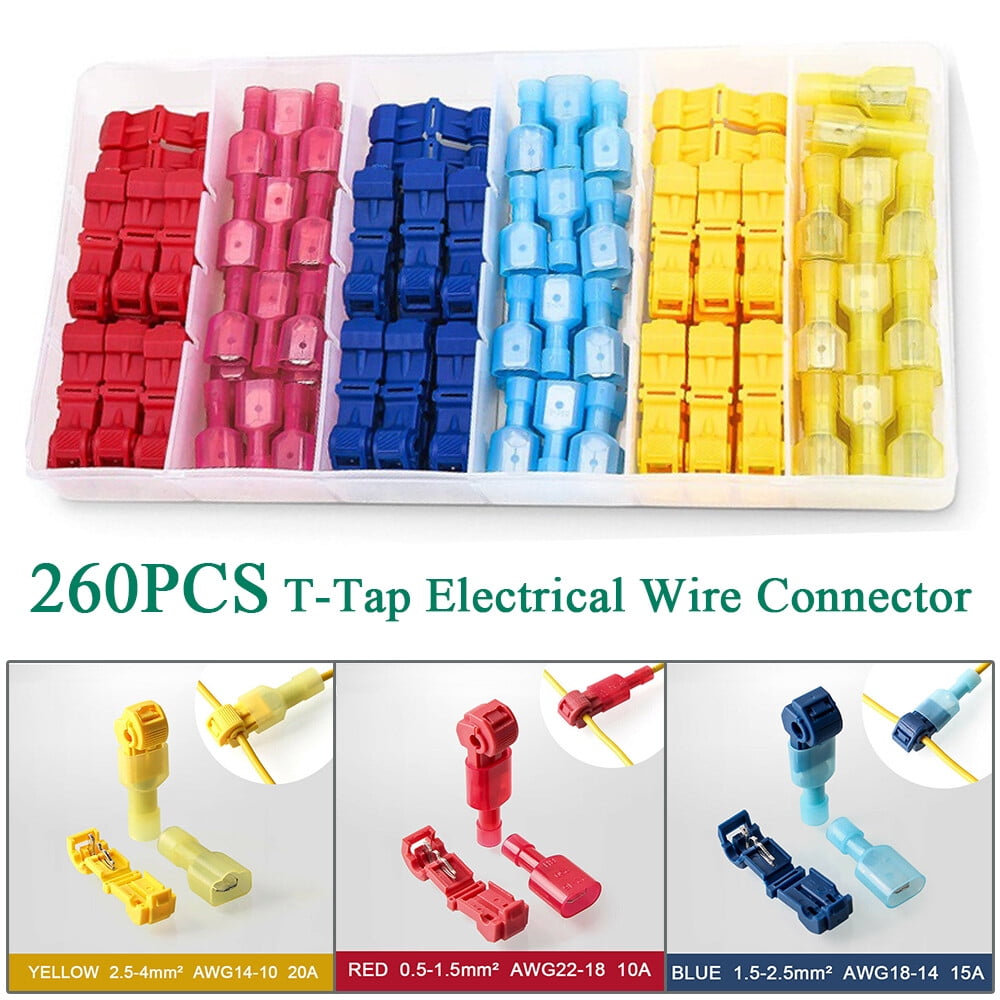 ALLTIMES 260PCS TTap Electrical Wire Connectors, Male Spade Terminals Quick Splice Connectors