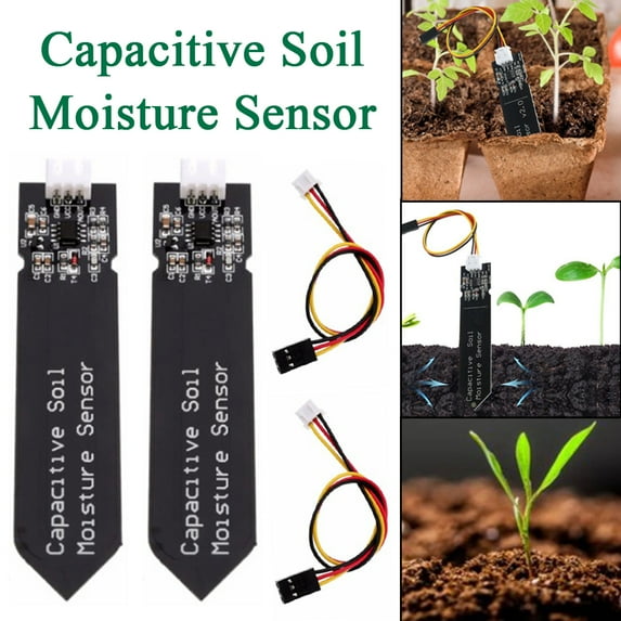 ALLTIMES 2PCS Capacitive Soil Moisture Sensor, 3.3-5.5V Soil Humidity Detection for Garden Yard Farm Watering DIY Module