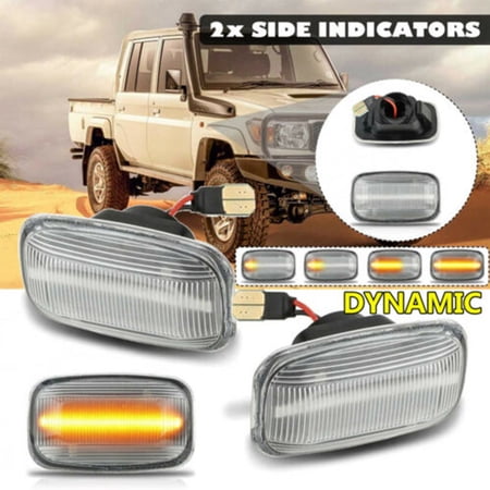 ALLTIMES Dynamic Amber LED Side Light Marker Turn Signal Light for Toyota for Land Cruiser 70 80 100 Series, DC 12V Side Indicator Light