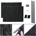 thumbnail image 1 of ALLTIMES 2PCS Car Window Sun Shade Curtains, Black Cotton, with 4 ABS Tracks 2 Tiebacks, Side Window Visor Mesh Cover Protection Universal, 1 of 10
