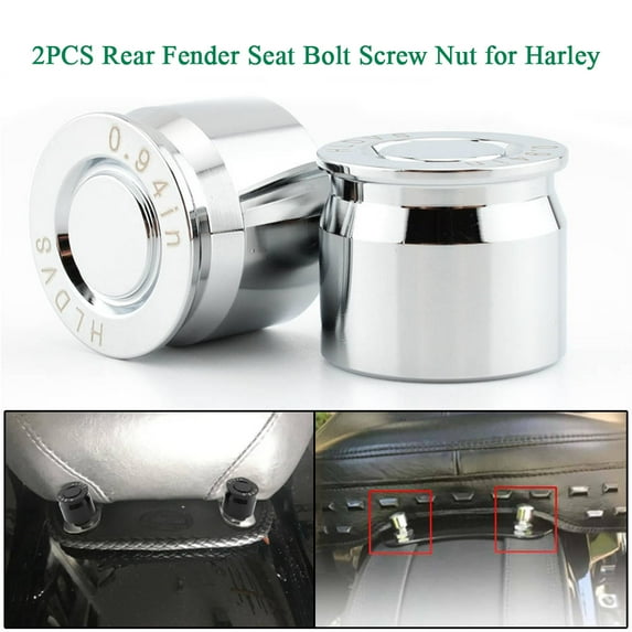 ALLTIMES 2PCS Motorcycle Rear Fender Seat Bolt Screw Nut, for Harley for Road King for Fat Boy for Softail, Aluminum Black or Silver