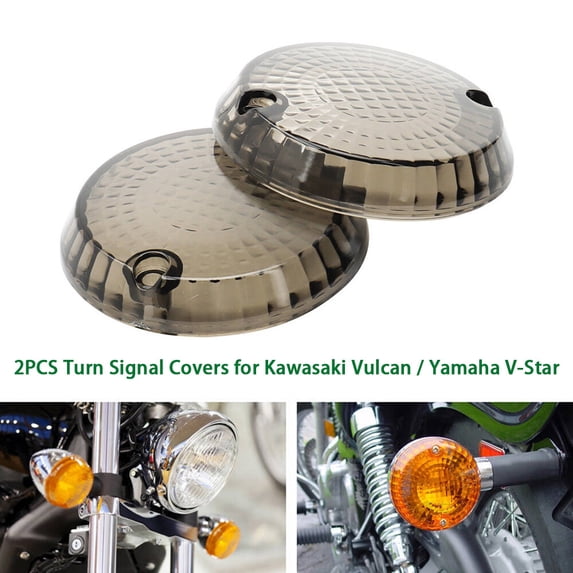 ALLTIMES 2PCS Turn Signal Covers for Kawasaki Vulcan / Yamaha V-Star,Durable ABS Smoke