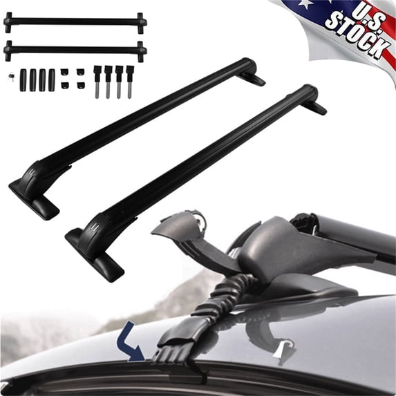 ALLTIMES 43.3" Universal Car Top Roof Rack Cross Bar Adjustable Luggage Carrier with Lock, Black Aluminum 165lbs Load