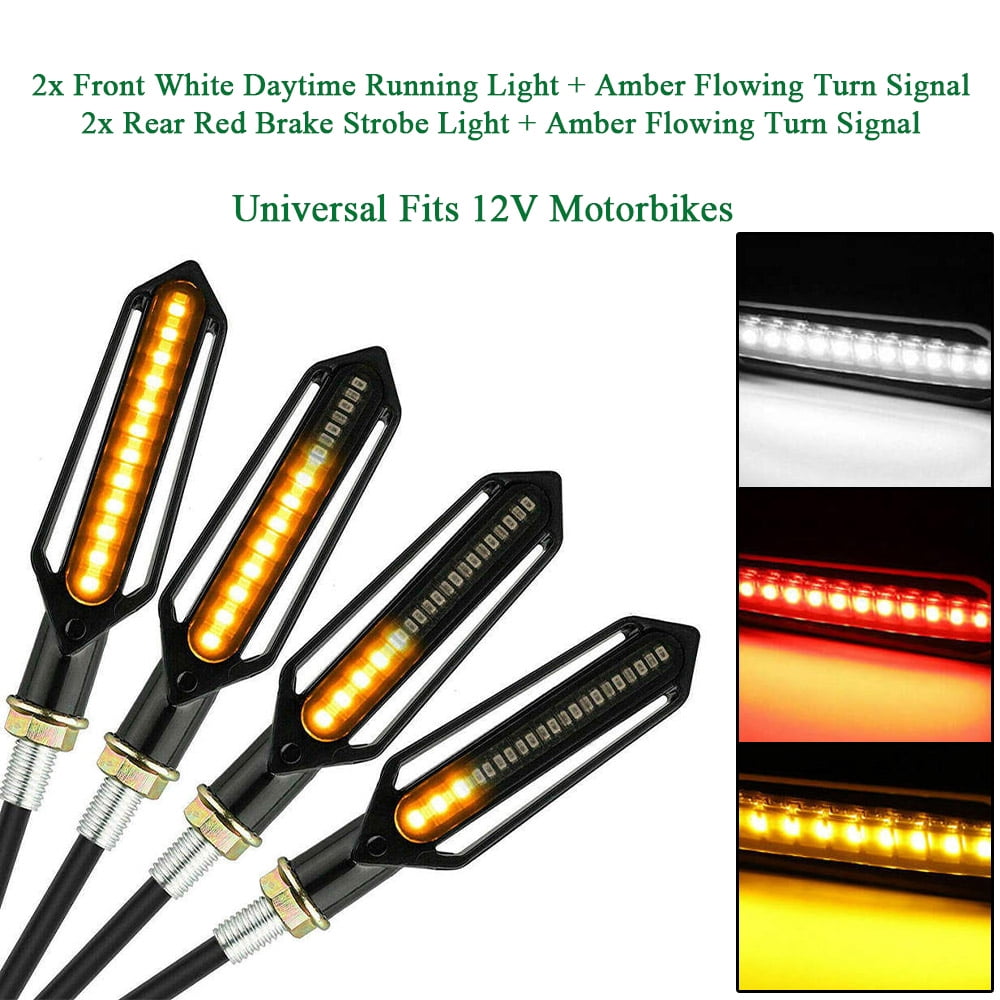 2x 6-LED Amber Mini Motorcycle Turn Signal Indicators – Universal 12V, Front/Rear, Running Lights