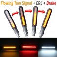 thumbnail image 1 of ALLTIMES 4PCS Water Flowing Motorcycle 24 LED Turn Signal Indicator Lights, 3 In 1 Yellow Turn Signal + Front White Daytime Running Light + Rear Red Brake Light, 1 of 10