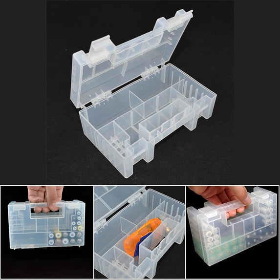 ALLTIMES Battery Storage Box PL-006 for Various Type Batteries, Hard PP Plastic Clear Case Storage Organizer