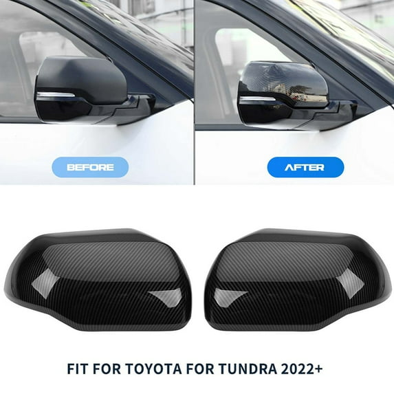 ALLTIMES Car Mirror Cover Trim Cap for Toyota Tundra 2022 2023, Carbon Fiber Look Durable ABS with Automotive-Grade Tape