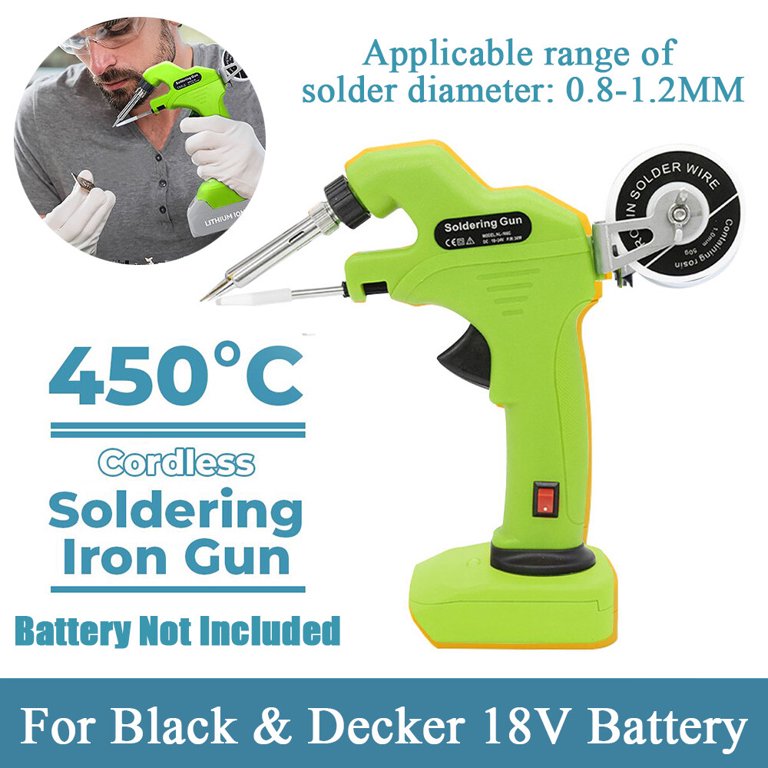 ALLTIMES Cordless Soldering Iron Gun for Black Decker 18V Battery Electric Operated Tool with 1 Coil of Solder Wire for Repairing Welding Battery