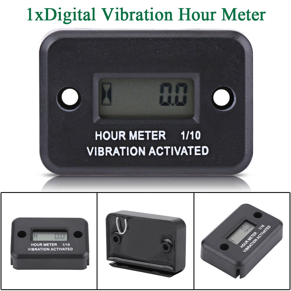 ALLTIMES Digital Vibration Hour Meter, Black Plastic Wireless Waterproof Engine Hour Meter with
