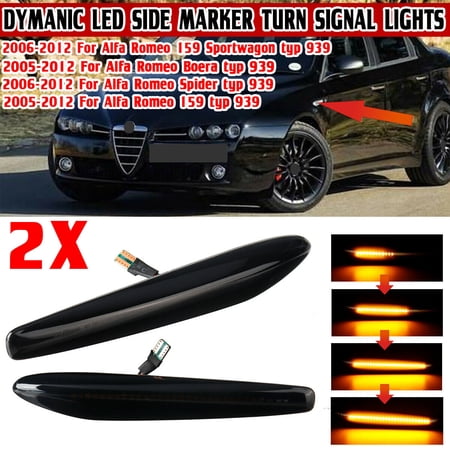 ALLTIMES 2PCS Dymanic LED Side Marker Turn Signal Lights For Alfa Romeo 159 Typ 939 2005-2011, Amber Light