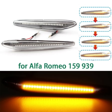 ALLTIMES Dymanic Amber LED Side Marker Turn Signal Lights for Alfa Romeo 159 939, 180 Degrees of Visible Light Waterproof, Plug and Play