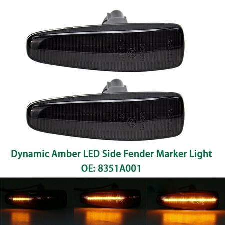 ALLTIMES Dynamic Amber LED Side Fender Marker Light for Mitsubishi Lancer, 8351A001, Waterproof Plug and Play