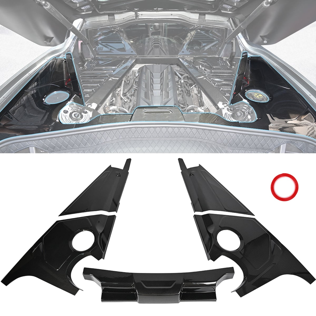 ALLTIMES Engine Bay Trim Panel Cover Kit for Chevrolet for Corvette C8 ...