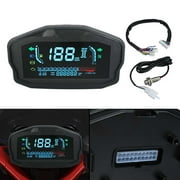 ALLTIMES LCD Digital Universal Motorcycle Odometer Speedometer Tachometer, DC 8-12V, Waterproof Black