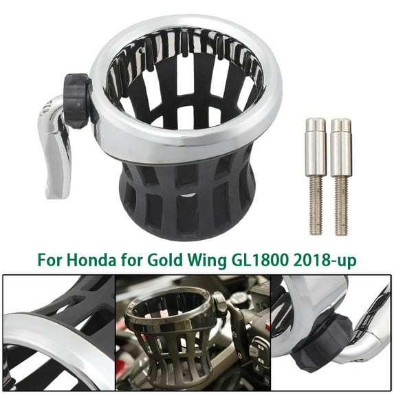 ALLTIMES Motorcycle Handlebar Drink Cup Holder, for Honda for Gold Wing GL1800 2018-up, Aluminum and Rubber, Silver
