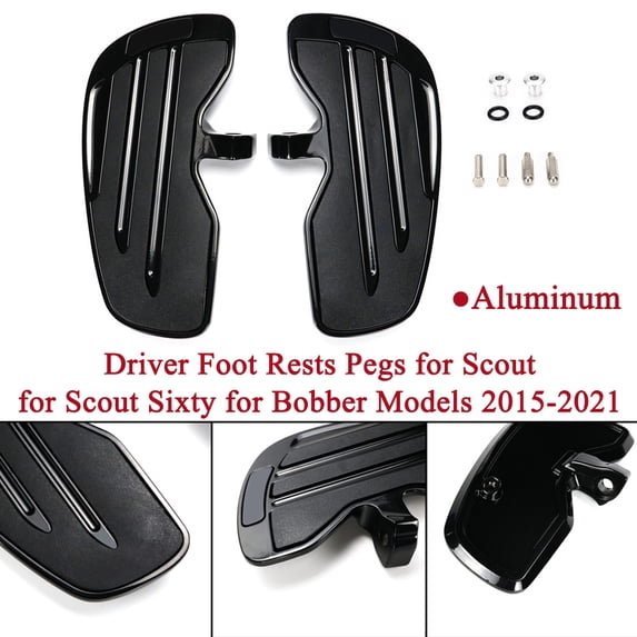 ALLTIMES Motorcycle Rider Floorboards Driver Foot Rests Pegs for Indian Scout Bobber Sixty 2020 2021, Glossy Black Aluminum+Rubber