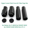 thumbnail image 1 of ALLTIMES Motorcycle Upper Lower Fork Cover Tube Caps Set, for Harley for V-ROD for NIGHT ROD for NIGHT ROD SPECIAL 07-11, Black Aluminium, 1 of 4