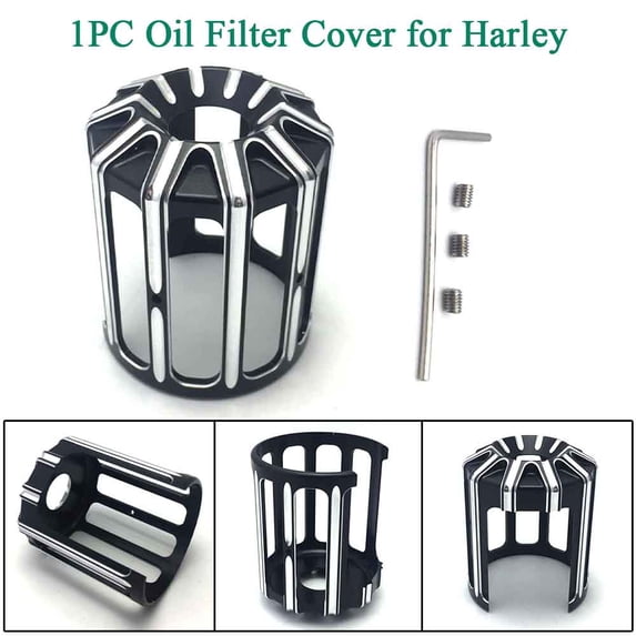 ALLTIMES Oil Filter Cover Cap Trim for Harley Touring, CNC Aluminum, Chrome Silver or Black