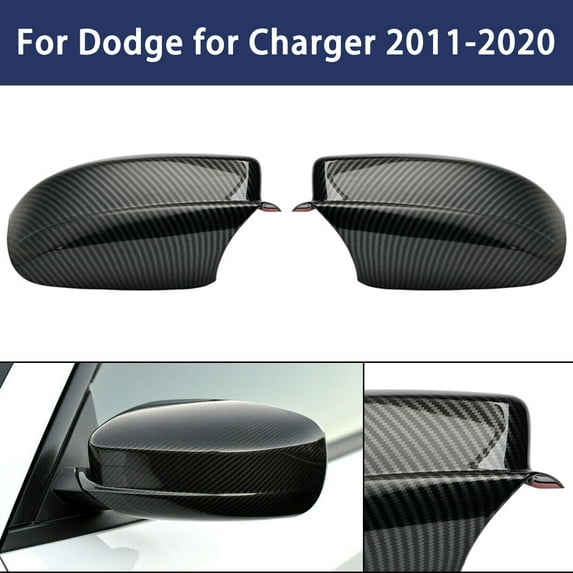 ALLTIMES Rear View Mirror Cover for Dodge Charger 2011-2020, Carbon Fiber Black Side Mirror Cap