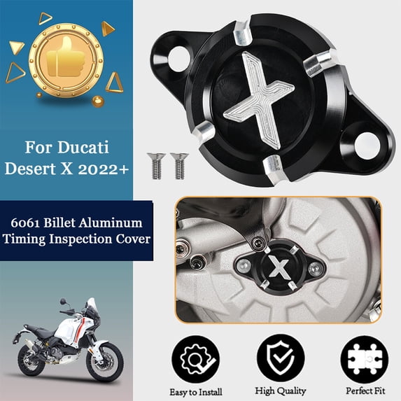 ALLTIMES Timing Inspection Cover for Ducati Desert X 2022+, Black 6061 Billet Aluminum Anodization CNC-machined