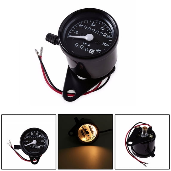 ALLTIMES Universal LCD Digital Motorcycle Odometer Speedometer Gauge Meter, 12V Black Screen