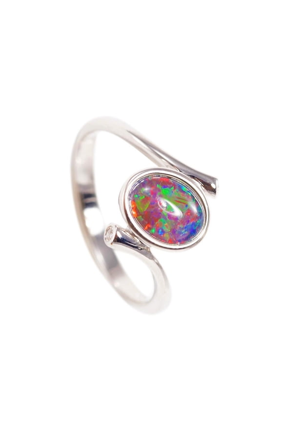 ALLURING MAGESTY STERLING SILVER AUSTRALIAN BLACK OPAL RING