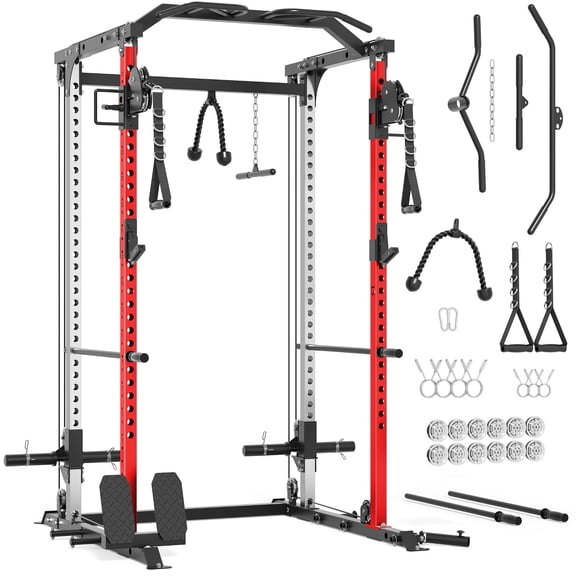 ALLVIATE 7‑in‑1 Power Cage Squat Rack, Smooth Aluminum Alloy Pulley System, 2000lbs Heavy‑Duty Compact Home Gym, Dual Independent 2:1 Cable Crossover