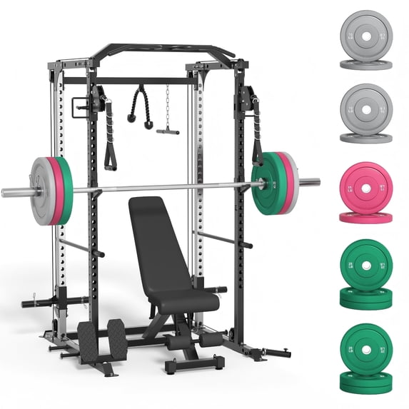 ALLVIATE 7‑in‑1 Power Cage Squat Rack, Smooth Aluminum Alloy Pulley System, 2000lbs Heavy‑Duty Compact Home Gym, Dual Independent 2:1 Cable Crossover