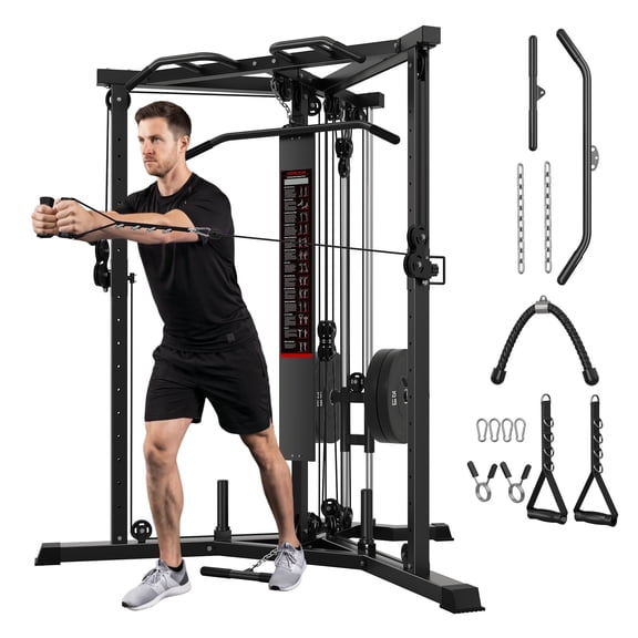 ALLVIATE Cable Crossover Machine with High and Low Pulley System, Functional Trainer with Pull Up Bars and Optional Bundle, Cable Machine for Home Gym Power Workout,Black
