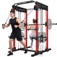 thumbnail image 1 of Allivate Smith Machine,2000lb All-in-One Squat Rack with Smith Bar and Attachments, Multi-Function Power Cage with Dual Pulley Cable Crossover System,Workout Machine for Home Gym, 1 of 10
