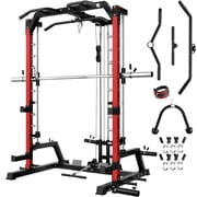ALLVIATE Smith Machine Home Gym,2000LBS Multi-Function Power Cage with LAT Pulldown System,All-in-One Squat Rack with Smith Bar and Training Attachments for Full Body Workouts