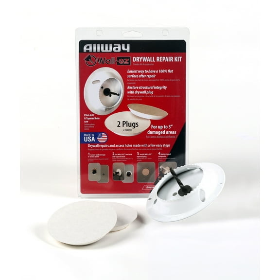 ALLWAY WEK2 Drywall Repair Kit, Hole Saw and 2 Plugs, White