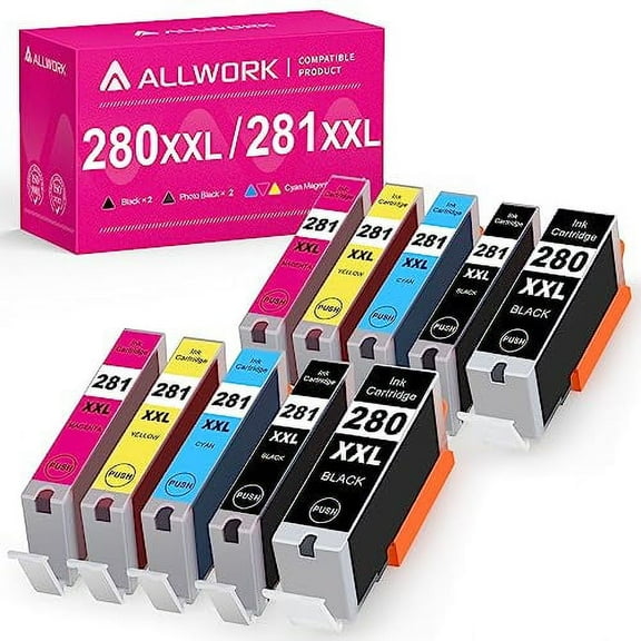 ALLWORK PGI280XXL CLI281XXL Compatible Ink Cartridges Replacement for Canon 280XXL 281XXL, 10-Piece Combo Pack 2K/2PBK/2C/2M/2Y