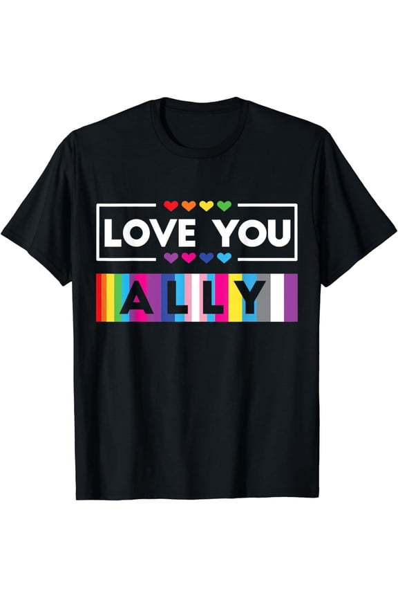 ALLY LGBTQ Flag Gay Pride Month Transgender Rainbow Lesbian T-Shirt