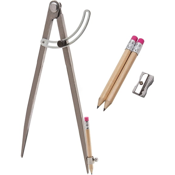 ALLY Tools 12 Inch Precision Locking Wing Divider/Woodworking Compass with Pencil Holder INCLUDES Two Pencils and Pencil Sharpener Ideal for Drawing, Drafting, Carpentry
