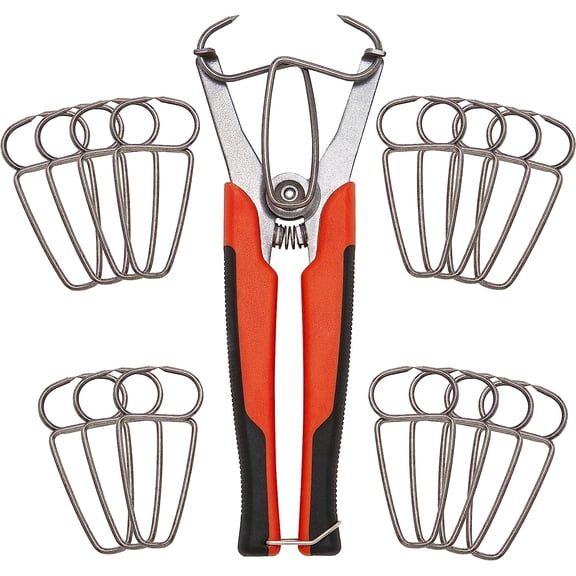ALLY Tools Miter Spring Clamp Pliers with 16 Miter Spring Clamps - Spring Loaded Handle Design  Long 8 inch Handle for Big Hands for use with Wood Trims, Moldings, Picture Frames, and Woodworking.