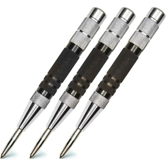 ALLY Tools Super Strong 3 PC SET of 6 Inch Heavy Duty Automatic Center Punch, Perfect Automatic Center Punch for Metal, Wood, Plastic, Glass, and Marble Features Spring Loaded Center Punch Design