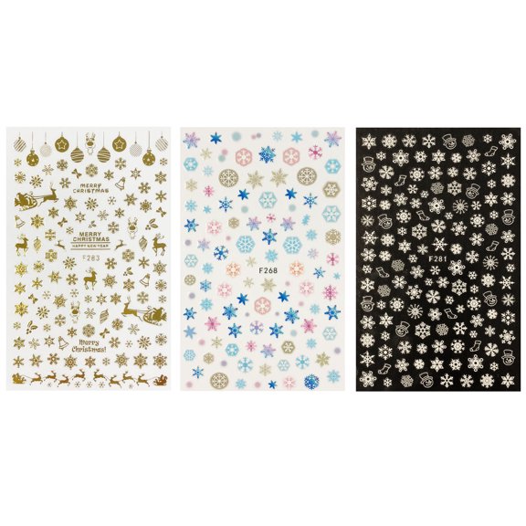 ALLYDREW 3 Sheets Winter Snowflakes & Snowflake Nail Stickers