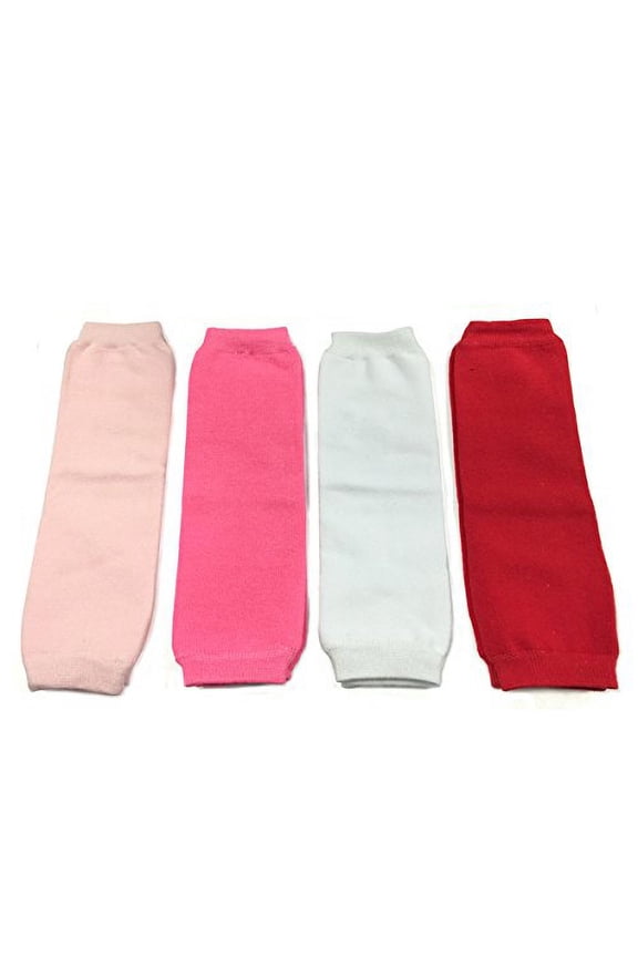 4 Pack Baby Leg Warmer Set & Toddler Leg Warmer Set for Boys & Girls - Solid Red, White, Hot Pink, Pink