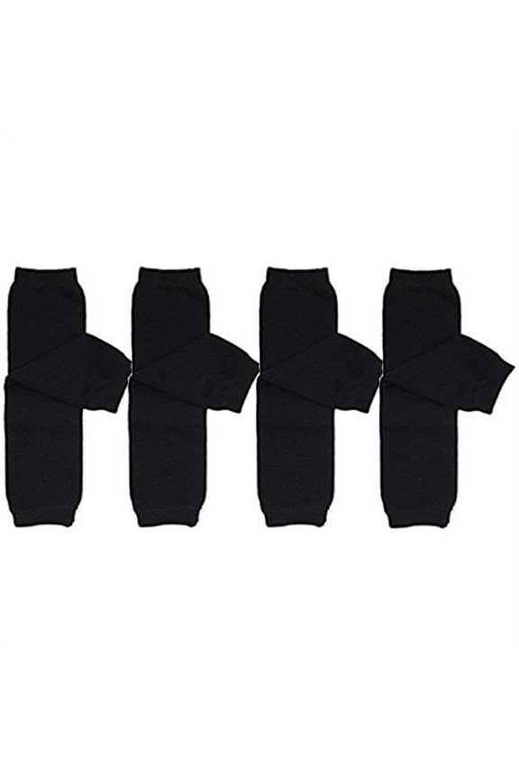 4 Pack Solid Baby Leg Warmer Set & Toddler Solid Leg Warmer Set for Boys & Girls (Black)