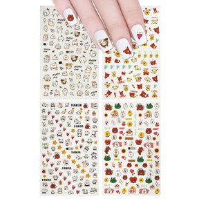 ALLYDREW 4 Sheets Nail Stickers Nail Art Set - Bears & Pandas Nail Stickers