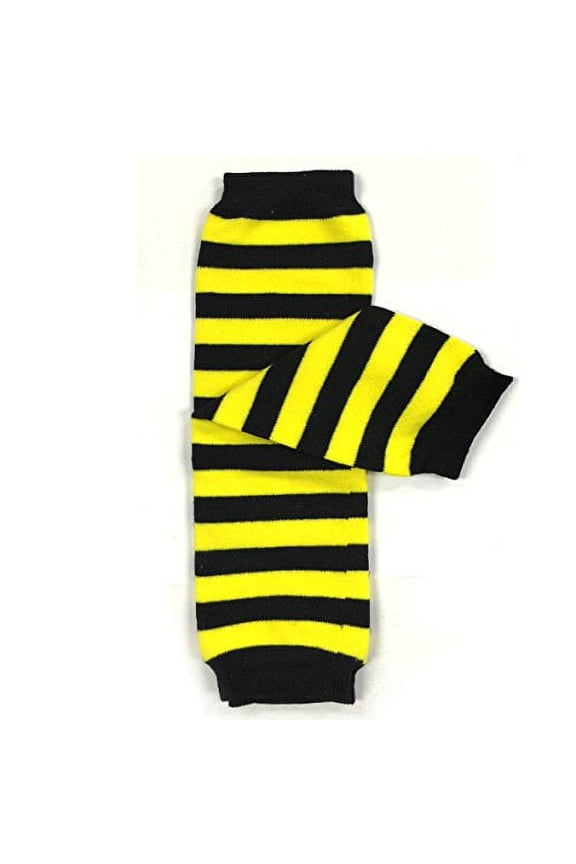 Animals and Fun Colorful Baby Leg Warmers, Stripes Black & Yellow