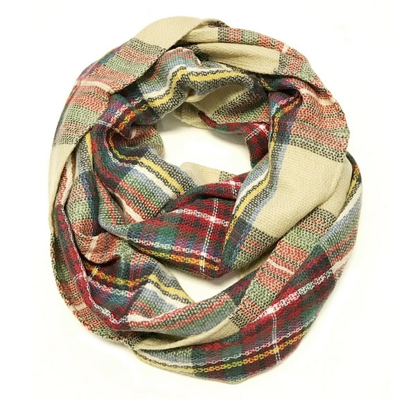 ALLYDREW Fashionable Plaid Infinity Circle Scarf Long Plaid Scarf - Infinity Scarf, Lumberjack Plaid