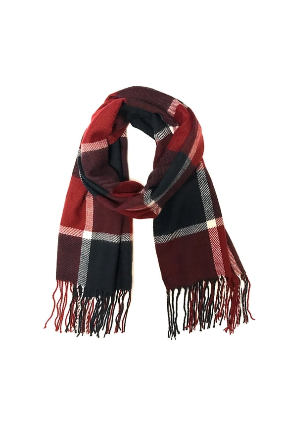 Fashionable Plaid Infinity Circle Scarf Long Plaid Scarf - Long Scarf, Midnight & Berry Plaid