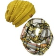 thumbnail image 1 of ALLYDREW Fashionable Plaid Infinity Circle Scarf & Slouchy Beanie Set - Autumn Gray Scarf & Yellow Beanie, 1 of 4