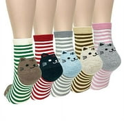 ALLYDREW Furry Animal Cat Socks Cotton Blend Cute Animal Novelty Socks (set of 5)