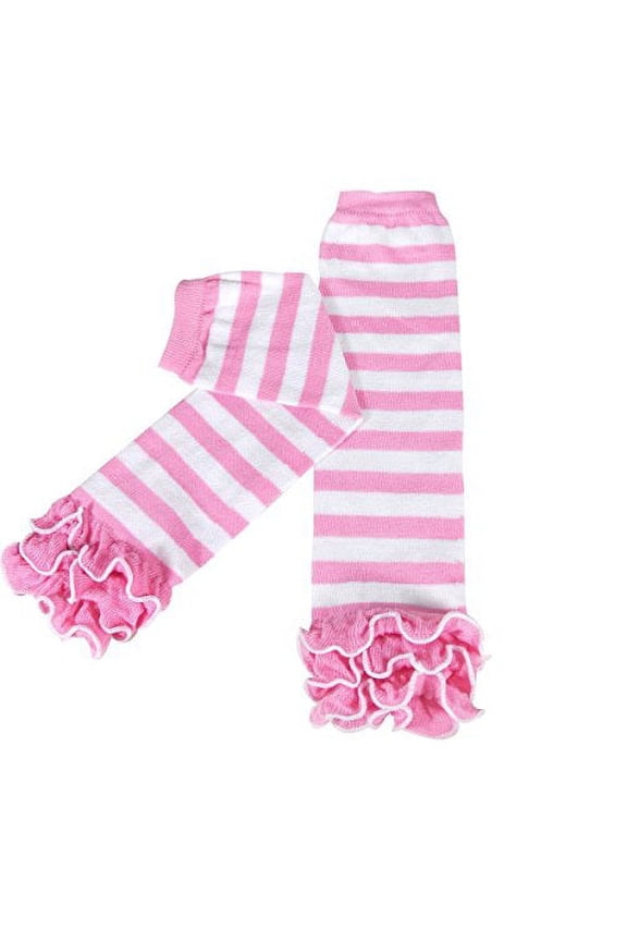 Ruffle Bottom Baby Girl & Toddler Girl Ruffle Leg Warmer, Pink Stripes With Ruffle
