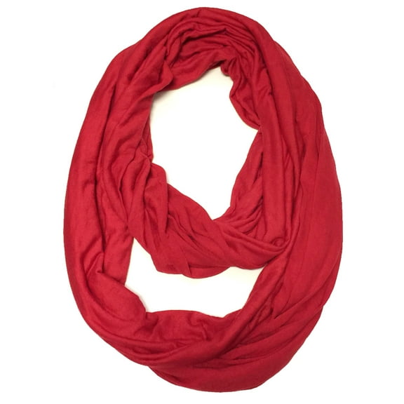 ALLYDREW Soft Lightweight Jersey Knit Infinity Scarf, Red