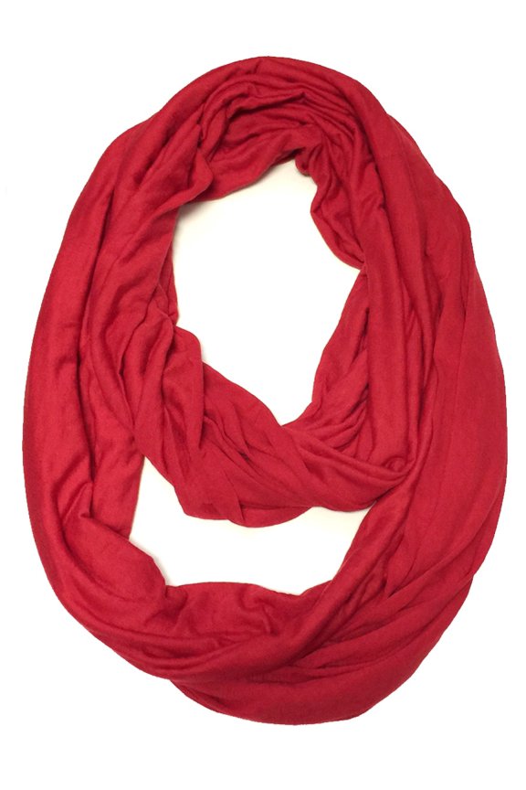 Soft Lightweight Jersey Knit Infinity Scarf, Red